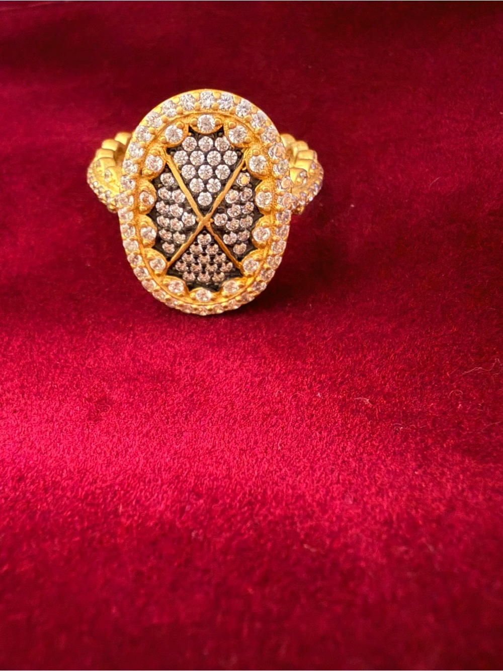 Freida Rothman Gold Plated Sterling Silver Empire Oval Ring NWT - Size 7